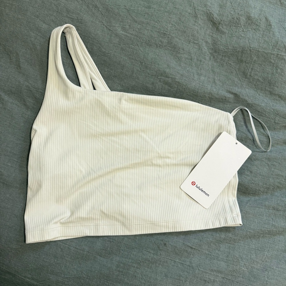 lululemon athletica Ribbed One-Shoulder Crop Top in Off-White